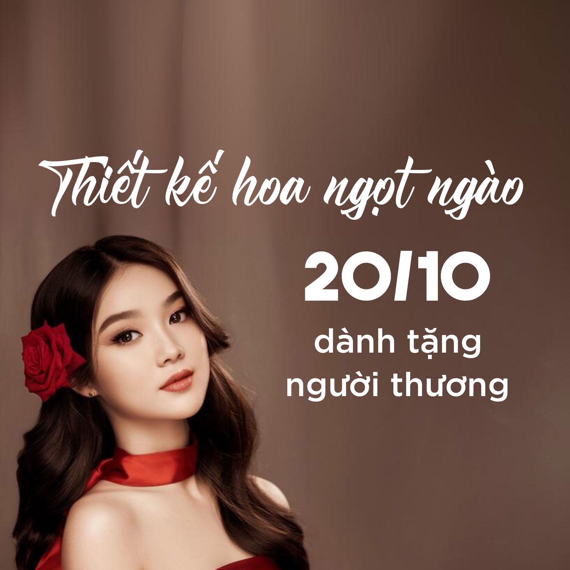 Thiết kế hoa ngọt ngào dành cho ngày 20/10 với hoa hồng và kiểu cắm lãng mạn