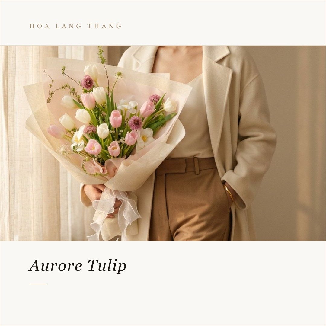 Bó hoa tulip và hoa hồng ngọt ngào, thích hợp cho ngày lễ tình nhân