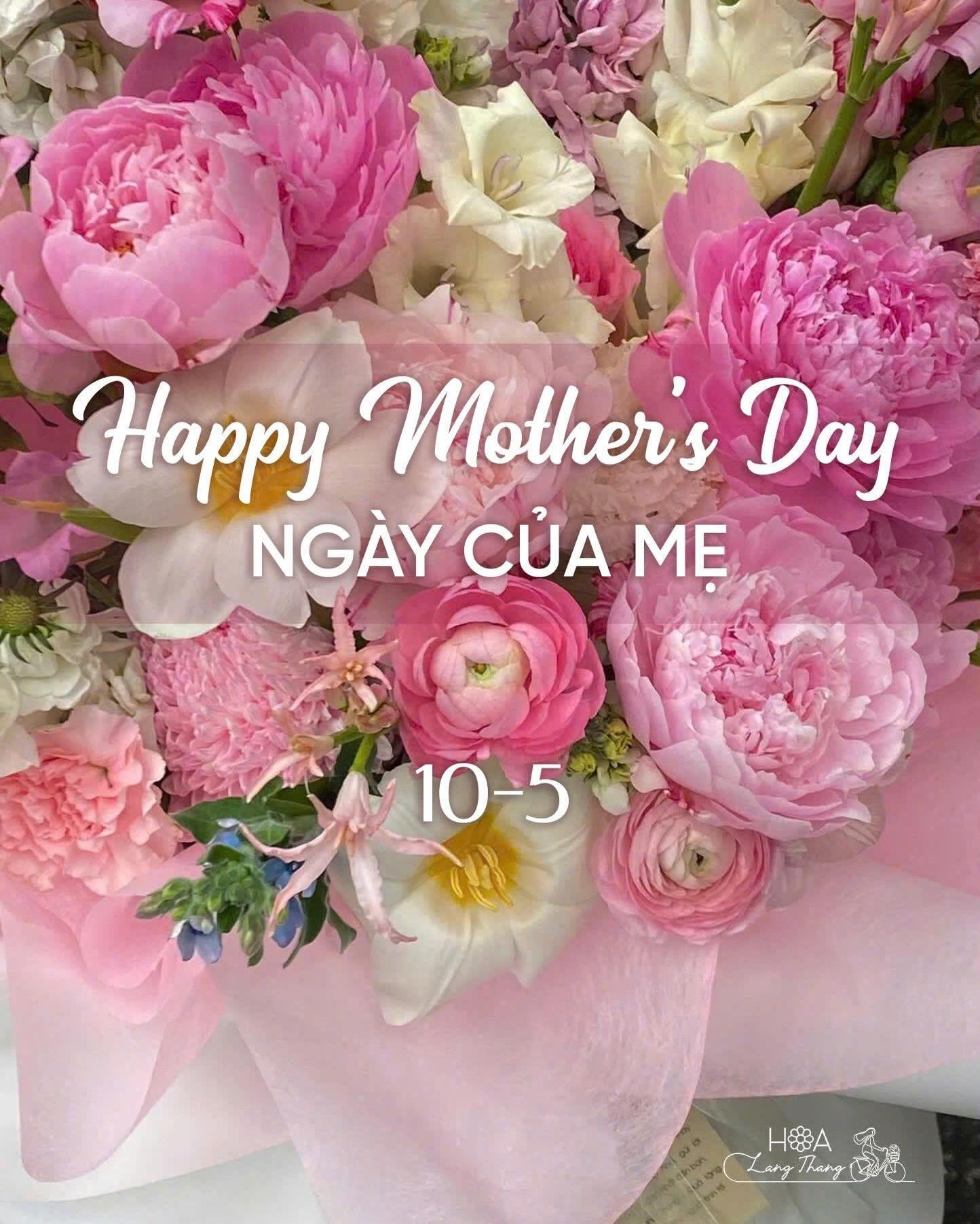Bó hoa rực rỡ chúc mừng Ngày của Mẹ với hoa hồng và mẫu đơn