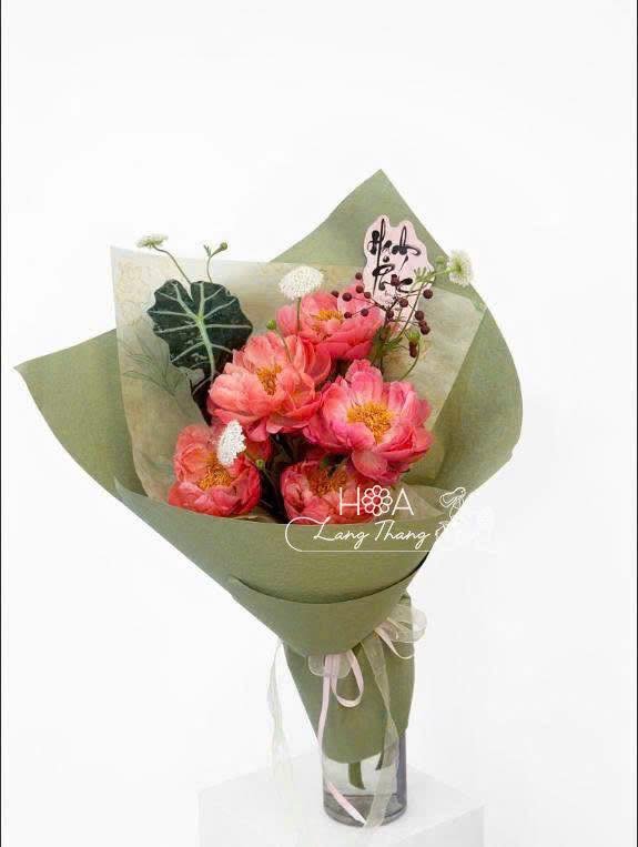 Bó hoa hồng cam mộng mơ, cắm nghệ thuật đẹp mắt